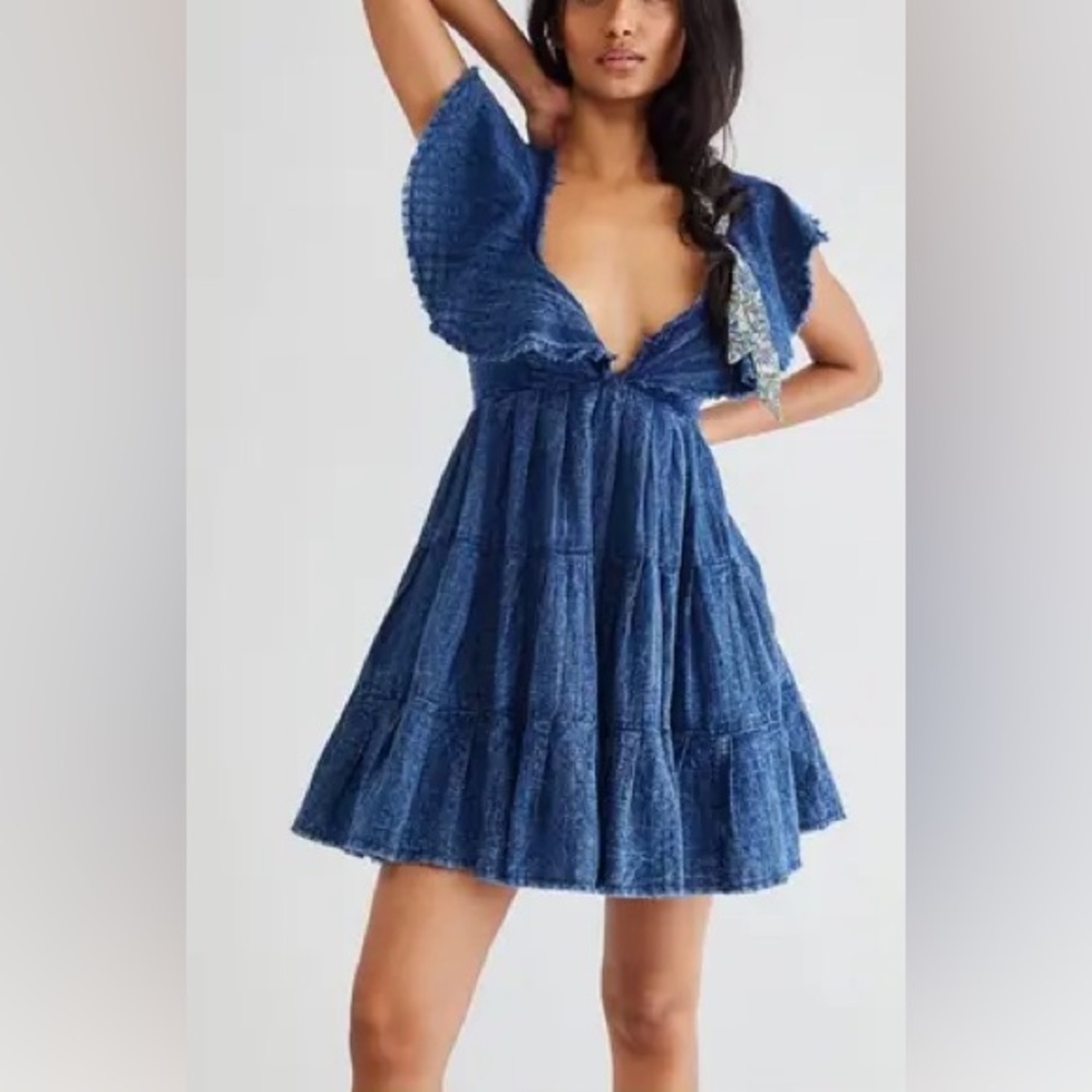 Free People Deep Blue Mini Dress